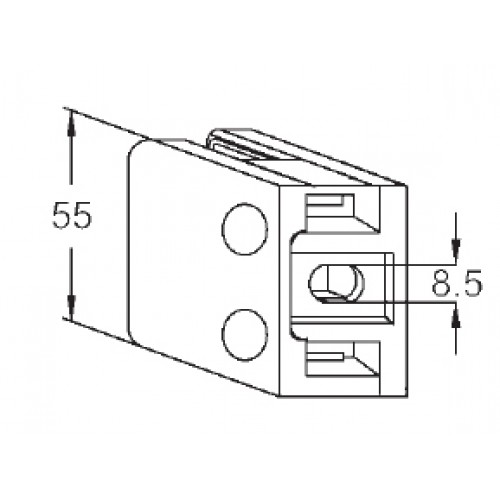 Flat Back Square Glass Clamps-for 8mm glass- Satin Polished-Grade 304 